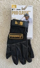 NWT FRANKLIN Pro Classic Gold Adult BATTING GLOVES Black/Gold Size XL - A. JUDGE