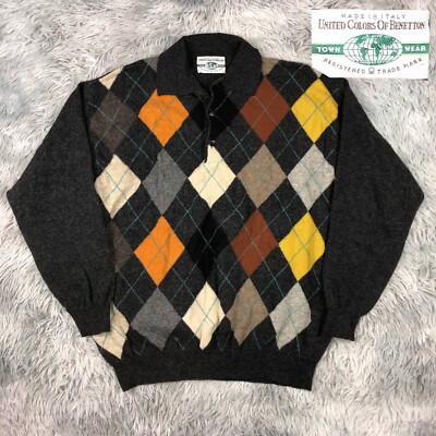 benetton argyle sweater