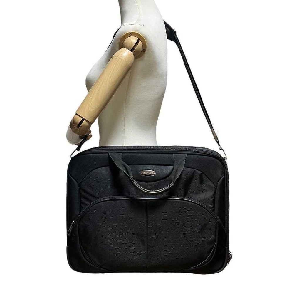 Bolsa de negócios Samsonite maleta 2 vias A4 náilon x couro preta USADA DO JAPÃO - Imagem 2 de 4