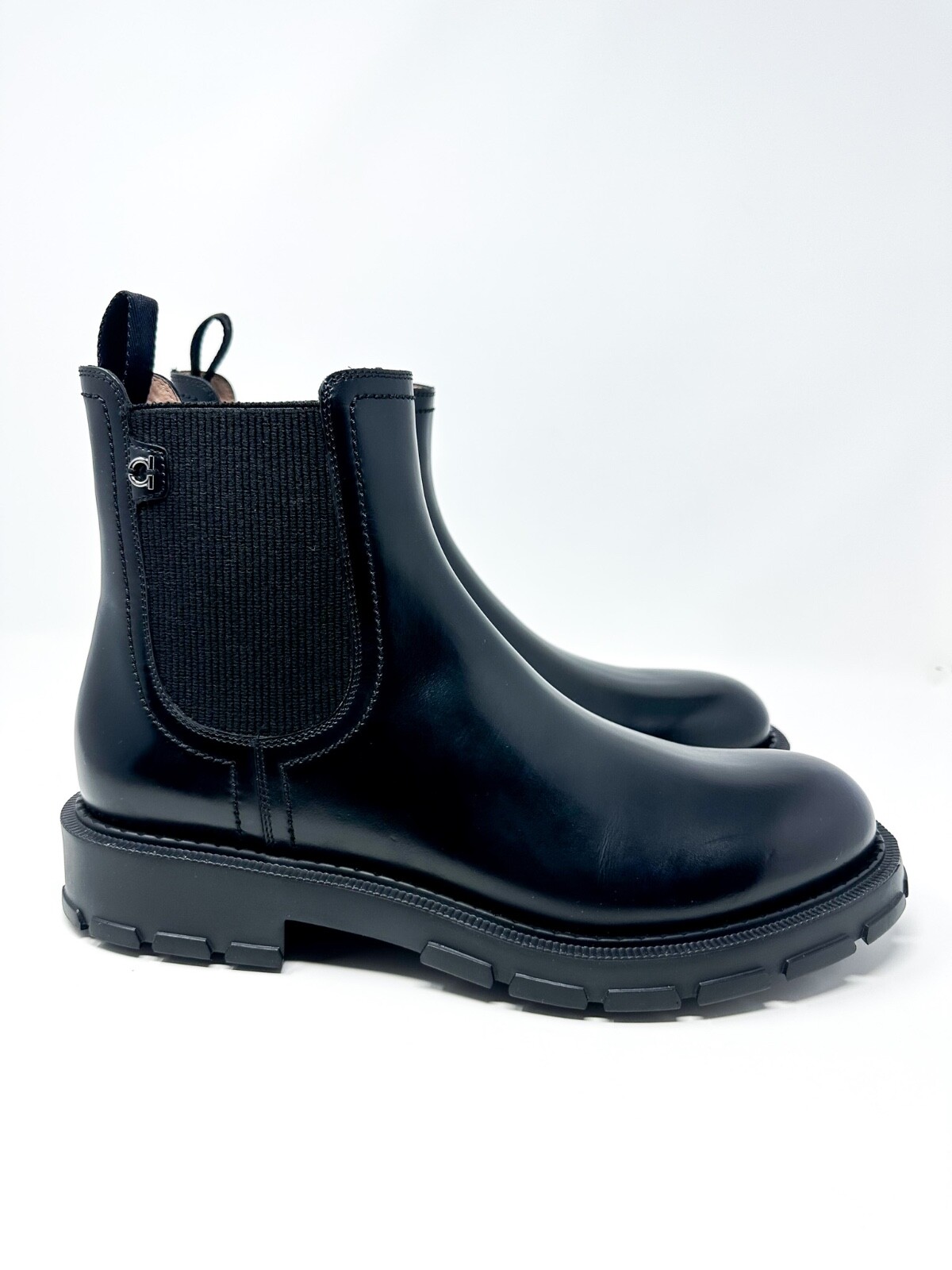 Salvatore Ferragamo Iago Black Leather Chelsea Boots Men Size 8 E $1090-image