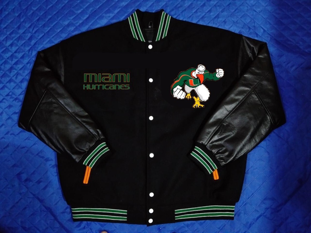 【神レア】 MIAMI アメフト HURRICANES スタジャン ハリケーンズ NCAA Miami Hurricanes Varsity Jacket small medium large XL 2XL 3XL