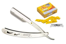 CS-104NL Classic Samurai Stainless Steel Straight Razor 100 Shark Single Blades