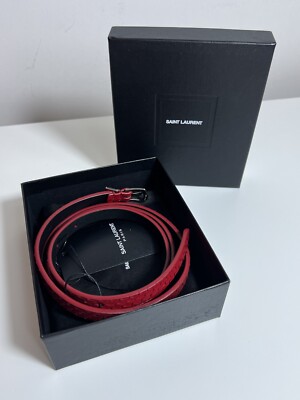 NWT! $445 YSL Saint Laurent Pitone Python Lacquer RED Cherry 