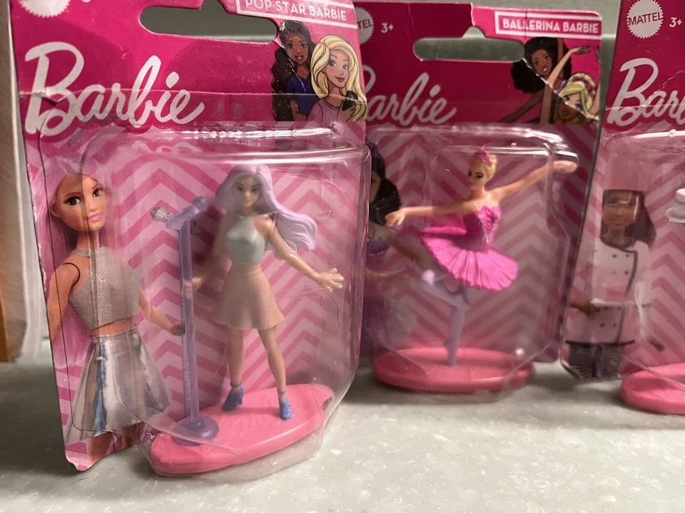 Barbie Cake Topper 3" lot 4 baseball pop star  Chef Ballerina Mini  Mattel Toy - Image 3 of 4
