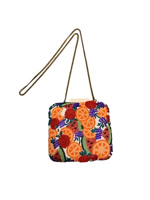 NWTHandcrafted Beaded Fruit Slice Summer Square Handbag Purse  Chain Strap India