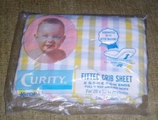 1980's Fitted Crib Sheet Pastel Plaid Curity 100 Cotton USA Unisex NOS Vtg