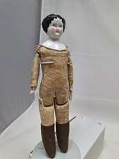 Antique 11.5" China Head Doll Replaced Old Leather Body Germany c1890