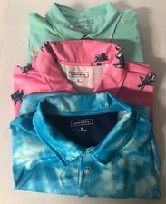 Crown Ivy SS Polo XL Lot Of 3 Blue Tie Dyed, Tuscans Pink, Drink Glasses Green