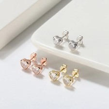 925 Sterling Silver Small Heart Stud Earrings