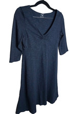 Horny Toad Women's Rosalinda Gray Sz XS Stretch Knit 3/4 Sleeve V-Neck Dress