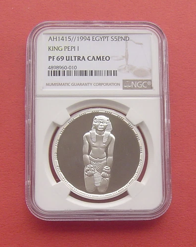 Egypt 1994 King Pepi I 5 Pounds Silver Proof Coin NGC PF69UC