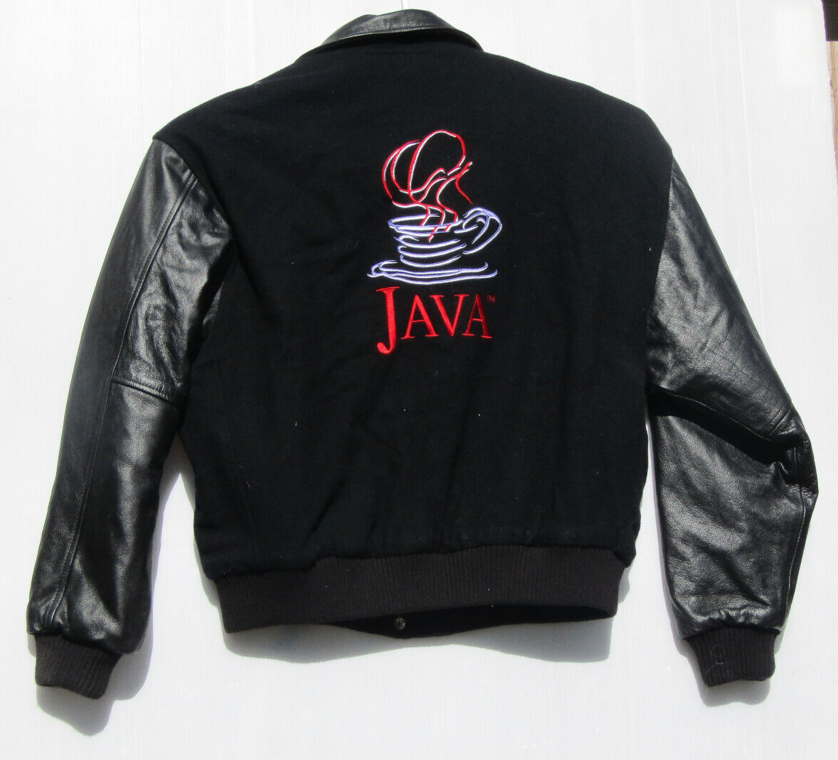 Vintage Sun Microsystems Java Jacket Size M Wool with Leather