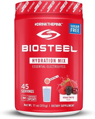 Biosteel Zero Sugar Hydration Mix Electrolytes 45 Servings Mixed Berry - NEW