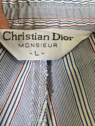 Christian Dior Monsieur Blue Striped Cotton Blend Leisure Pants, Size L - Picture 2 of 14