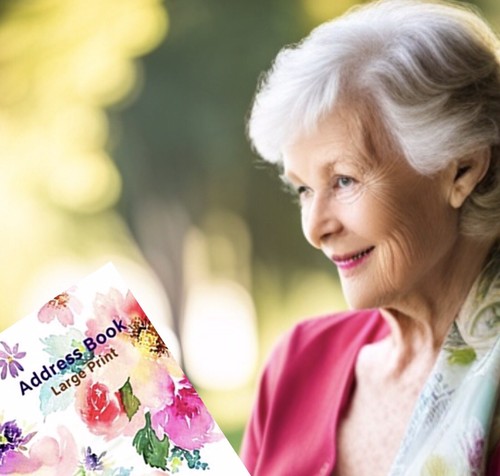 LARGE 8x11 Address Book, Oversize Big Print Lots of Space! PRETTY FLORAL COVER - Picture 2 of 5