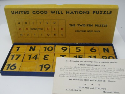 Vintage United Good Will Nations Wood Puzzle Howard Symonds Maynard Mass.