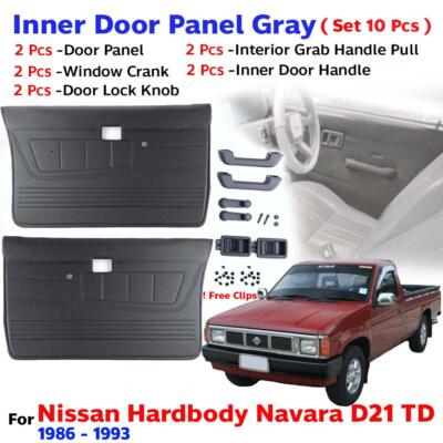 Set Door Panel Handle Lock Intetior Gray Fits Nissan Hardbody D21