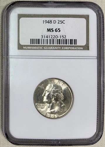1948-D Washington Silver Quarter, NGC MS-65