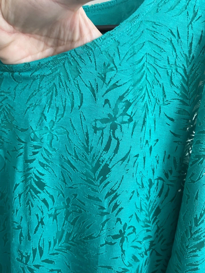 Janina зеленый слоистый эластичный пояс широкий короткий рукав блузка женский размер 16 - Изображение 4 из 4