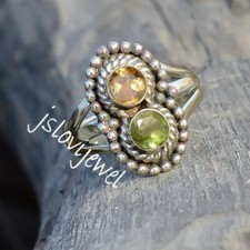 Peridot Cut  Citrine Topaz Gemstone 925 Sterling Silver Attractive Ring/P12