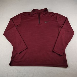 Nike Mens Medium Maroon Dark Red Pullover Sweatshirt 1/4 Zip Up Dri-Fit