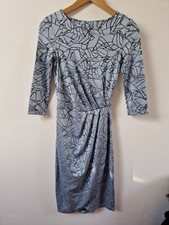 French Connection Faux Wrap Knee Length Silver Grey Dress Size 6