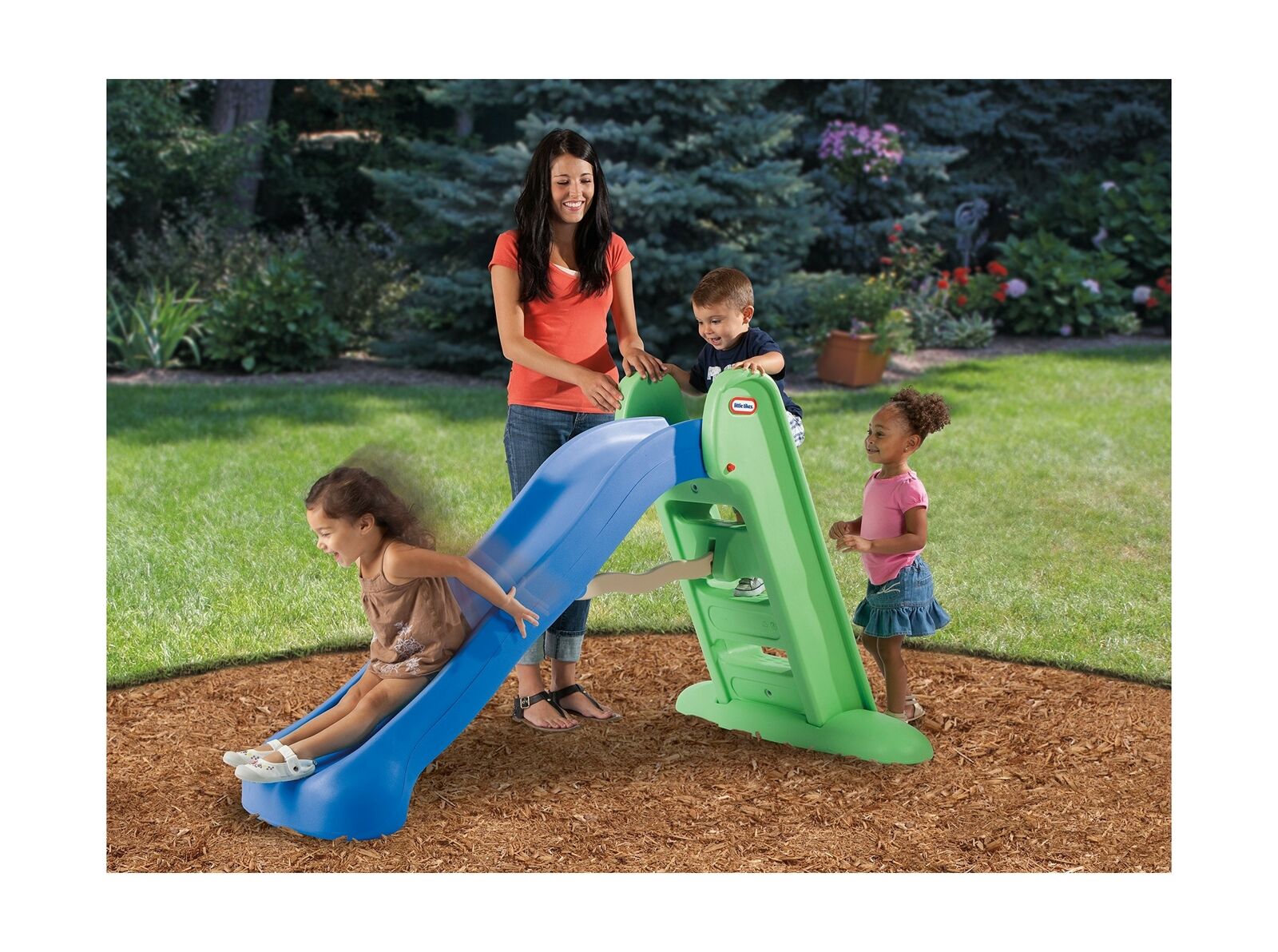 Little Tikes Easy Store Large Playground Slide with Folding for Easy  Storage, Outdoor Indoor Active Play, Blue and Green- For Kids Toddlers Boys  Girls Ages 2 to 6 Year old 