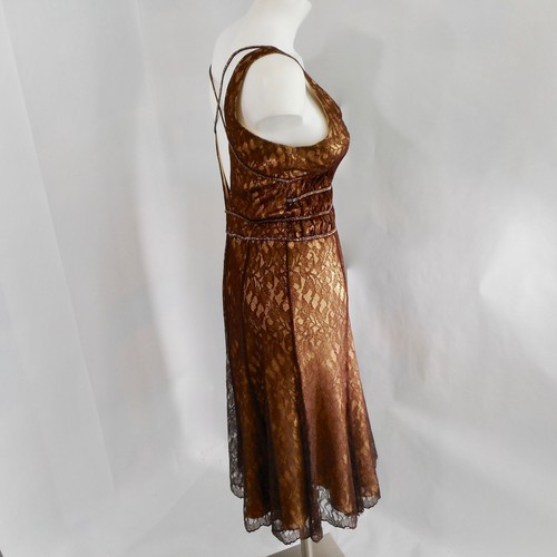 BCBGMaxazria Dress Womens 10 Brown Beaded Lace Sleeveless Cocktail Party Ladies - Picture 3 of 24