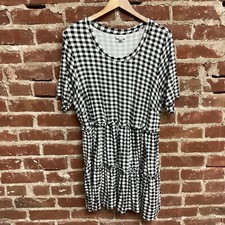 Avenue Black White Checkered Dress 18/20 Womens Plus Size