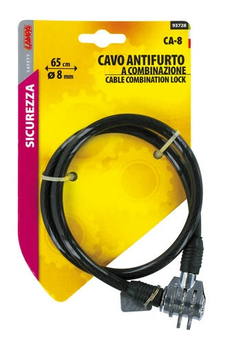 LUCCHETTO CAVO ANTIFURTO IN ACCIAIO PER BICI BICICLETTA MONOPATTINO COMBINAZIONE - Immagine 2 di 2