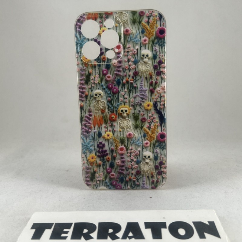 Halloween Flower Skull Matte Texture Phone Case for iPhone Pro Max 15 14 13