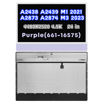 For iMac 24'' 2021 M1 A2438 A2439 4.5K LCD Screen Display EMC 3663 3664 Purple A+