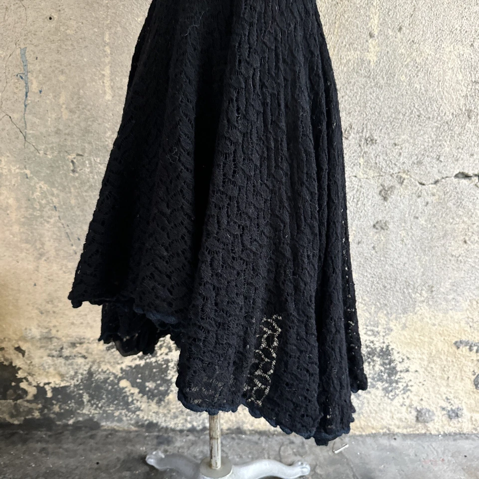 Vintage 1930s Henri Bendel Black Wool Knit over Silk Chiffon Mini Dress - Image 4 of 4