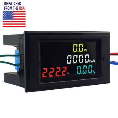 Blue LCD Digital AC Current Panel Meter Ammeter 0-20A With Shunt - US Stock