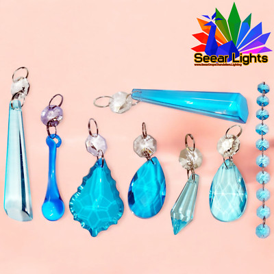 Türkis Aqua Blau Kronleuchter Glas Kristalle Prismen Perlen Retro Tropfen Hochzeit Dekor