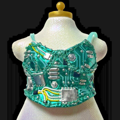 Rainbow High Shadow Berrie Skies Doll Outfit Circuit Board Crop Tank Top Shirt