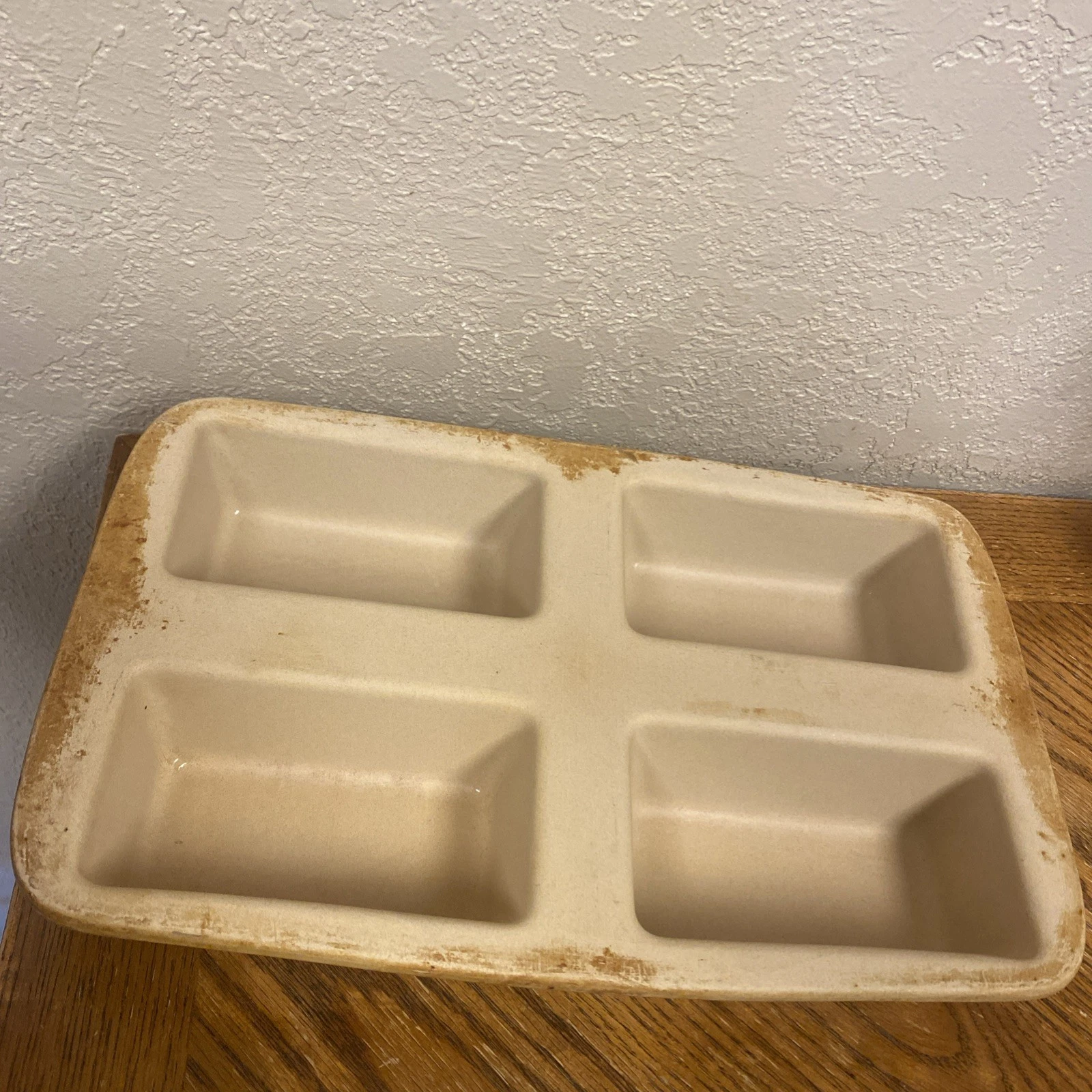 Pampered Chef #1418 Mini 4 Loaf Stoneware Bread Pan Heritage Collection USA