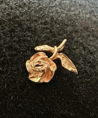14K massiver Gelbgold Anhänger Charm 1,8cm 0,86g florales Design Echtgold