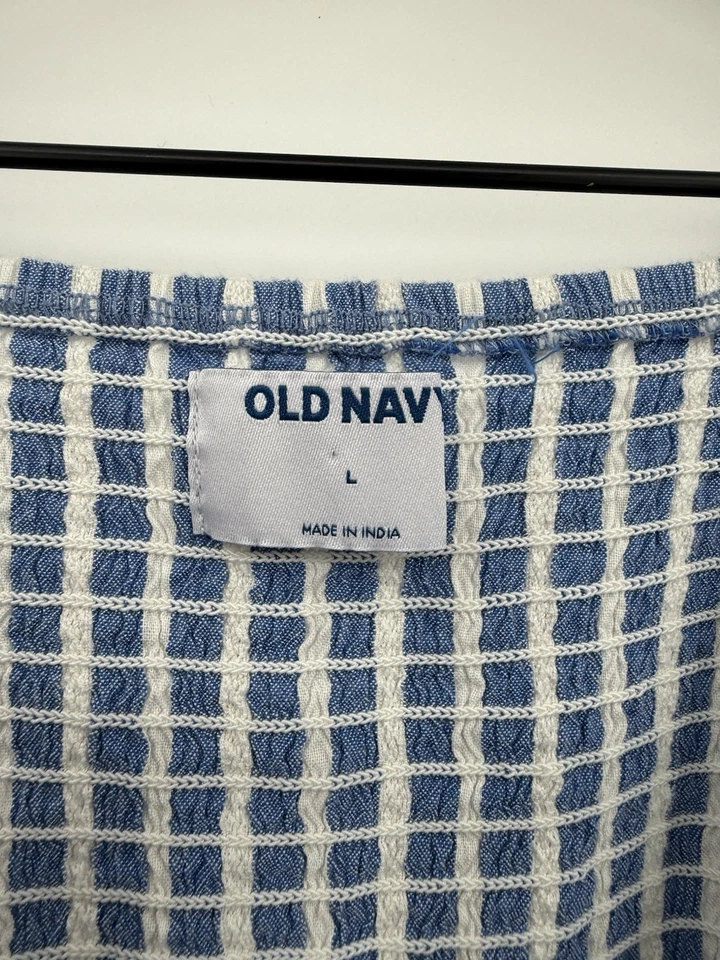 Старый темно-синий надежном платье женщин большой синий белый в полоску хлопок курорт опрятный - Изображение 3 из 4