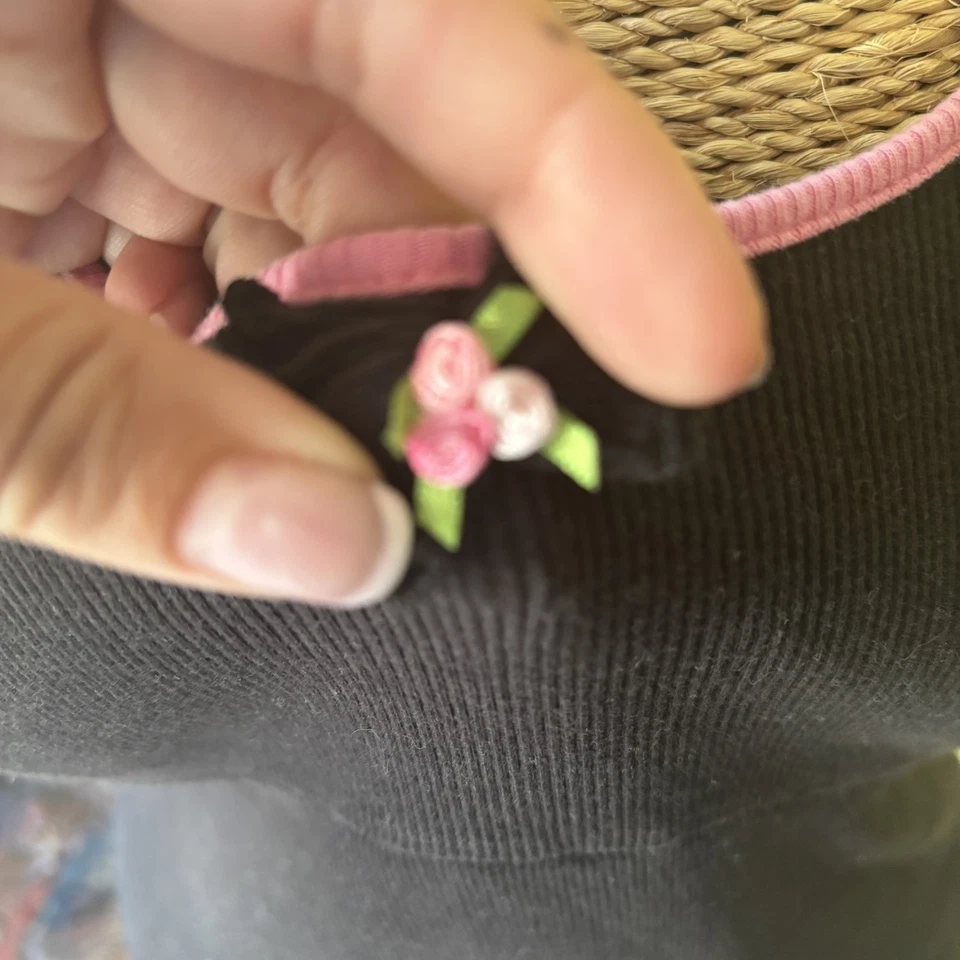 Vestido Betsey Johnson Intimates Mujer Mediano Negro Rosa Volantes Lazo Borde Floral Foto 2 de 4