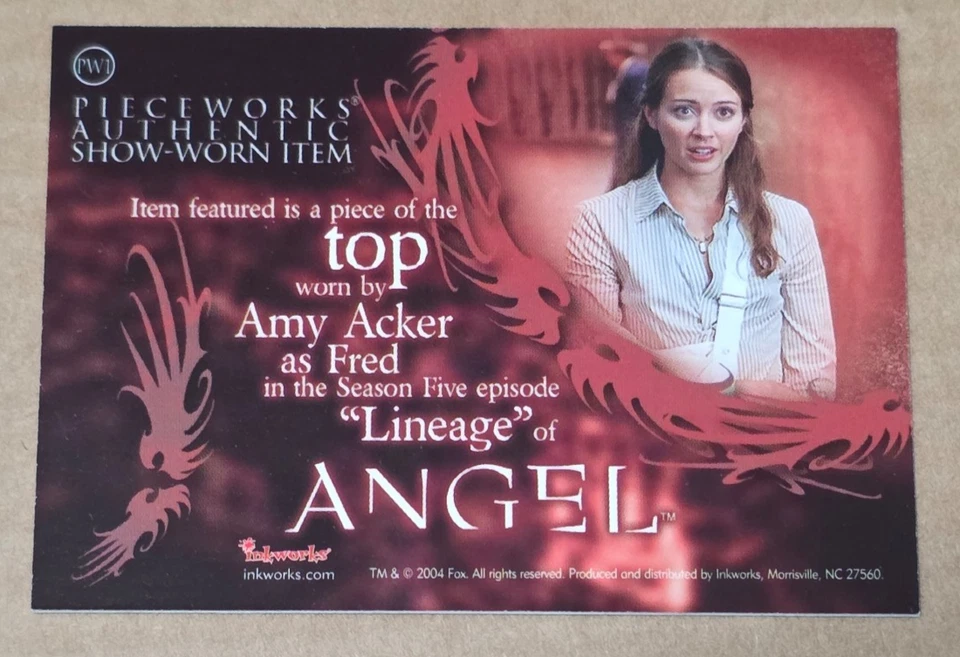 Inkworks Angel Season 5 PW1 Amy Acker as Fred Pieceworks Wardrobe Relic - Image 2 of 2