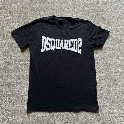 DSQUARED2 Herren T Shirt Kurzarm Gr L Designer Retro Logo 31501 Schwarz