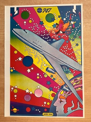 1970 Peter Max Poster PAN AM ANOTHER ZAP FOR PAN AM Psychedelic Pop Art 11 x 16