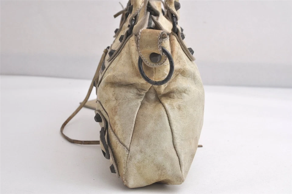 Auténtico Bolso de Mano BALENCIAGA Clásico El Primer 2 Vías Cuero Verde 4088N Foto 4 de 4