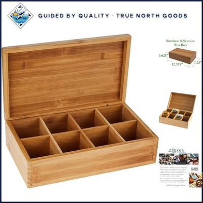 Bamboo Tea Storage Box with 8 Compartments - Ideal for Gifts and Keepsakes