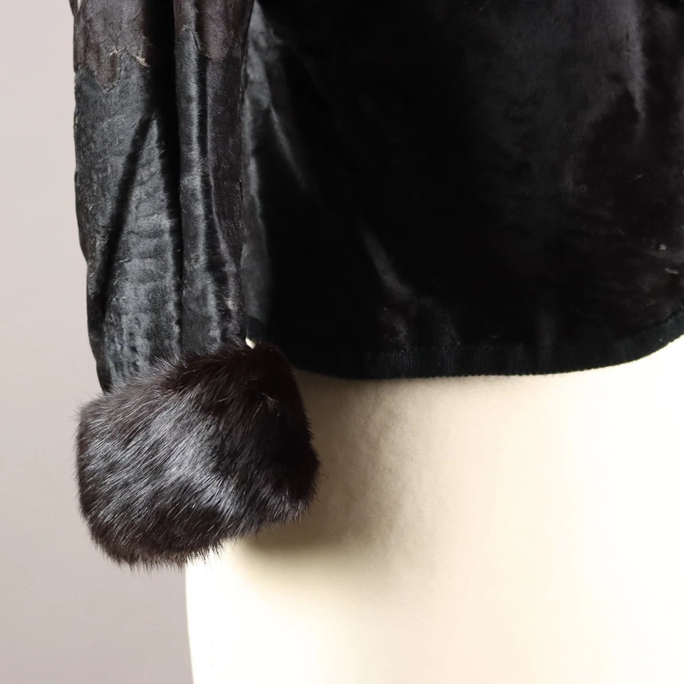 Veste Vintage Cuir Taille M Patchwork Années 60-70 Originale - Photo 3/4