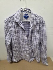 Egara Shirt Mens Large Blue Plaid Non Iron Button Down 96 Cotton Dress
