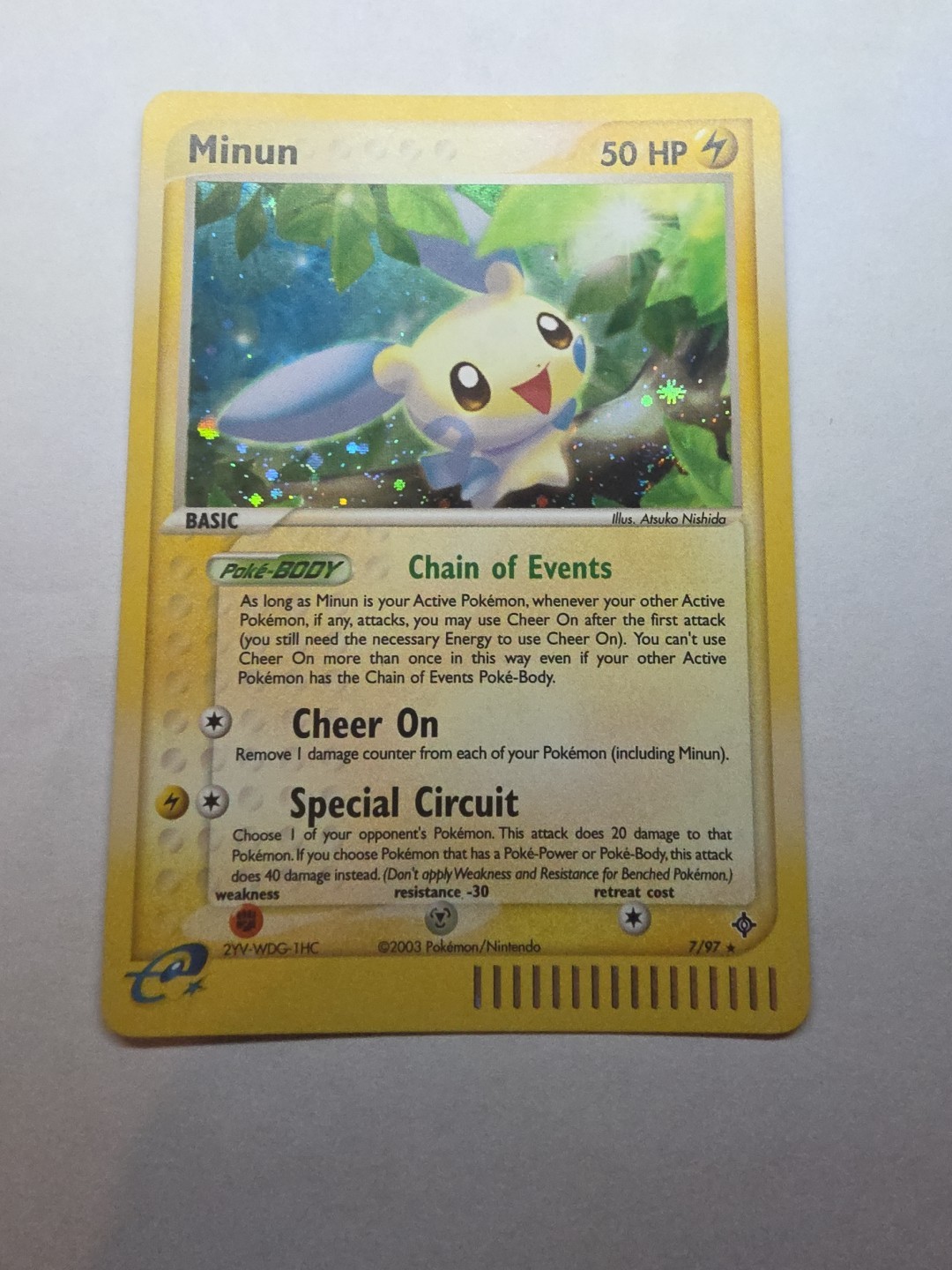 Minun 7/97 Pokemon TCG Dragon Holo Rare SWIRL NM