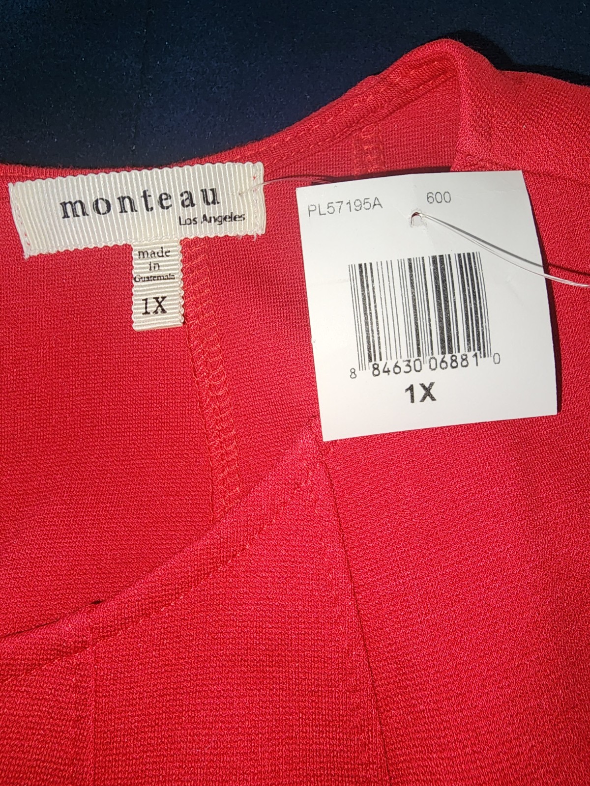 Monteau Red Knit Sleeveless Pleated A-Line Dress Knee Length Plus Size 1X image 6