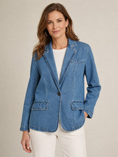 NWT 245 Lauren Ralph Lauren Black Label Denim Blazer   Women's Size 20W